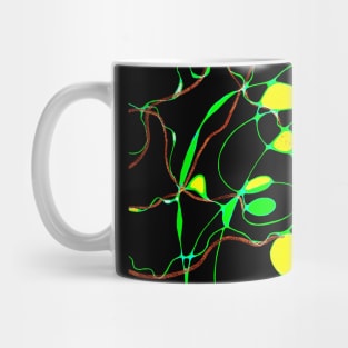 Green Curlicues on black background Mug